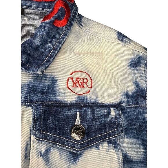 Young & Reckless Y&R Men’s Medium Bleached Denim Jacket Embroidered - Picture 2 of 7